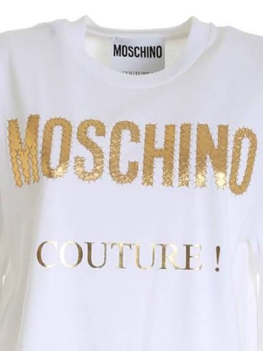 Moschino White Tee with Metallic Gold Logo